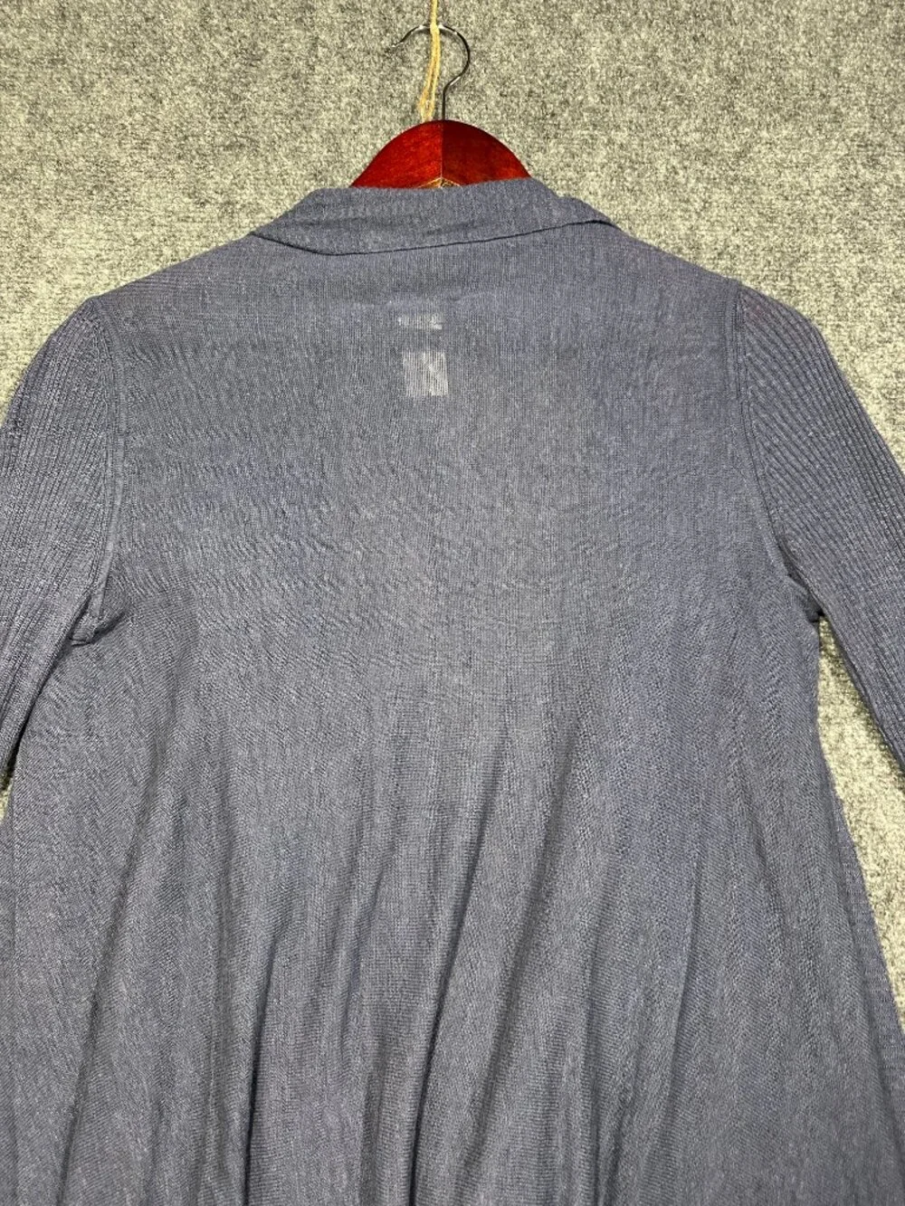 Talbots Sweater Womens Petite Blue Linen Stretch Open Cardigan Long Sleeve Knit